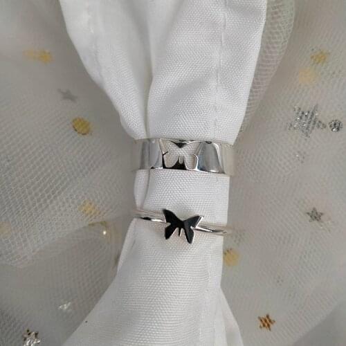 925 Solid Silver Couple Weding Ring Custom Engrave Star butterfly heart Rings Set For Lovers Wedding Engagement Ring Jelwery