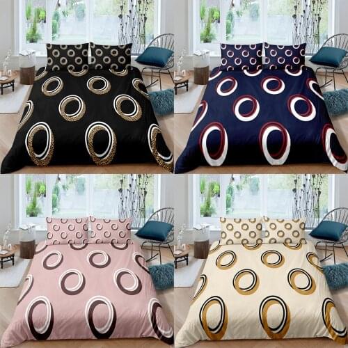 Circle Print Bedding Set Queen King 3D Duvet Cover Bedclothes 2/3pcs Home Textiles Luxury Housse De Couette for Kids Women
