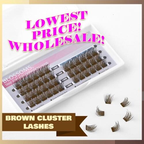 MUSELASH Brown Cluster Lashes D Curl Half Lash Extension Supplies Individual Eyelashes 48 Clusters DIY Volume Eye Makeup