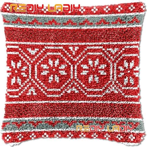 Latch Hook Cushion Classic Pattern DIY Needlepoint Kits Chunky Acrylic Yarn Arts Crocheting Lofty Pillow Case Hobby & Crafts