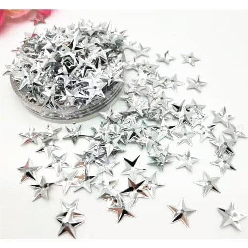 LNHOME 50g/Lot 10mm Silver Star Cup Sequins Shining Small PVC Paillette With Hole Garment Accessories