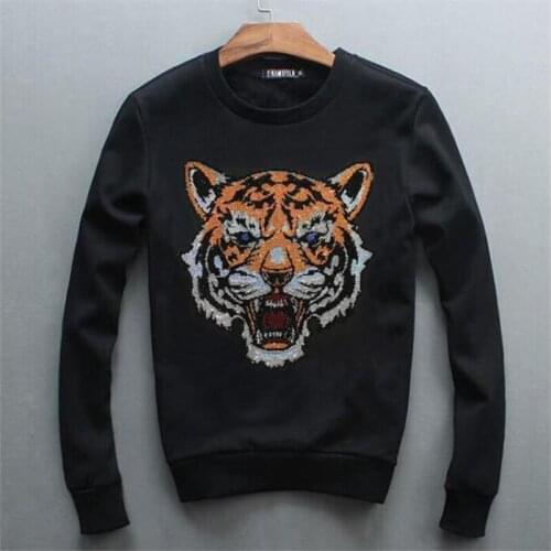 2021 European Style High Quality Diamond Bodybuilding Sweatshirt Hip Hop Street Mens Hoodie