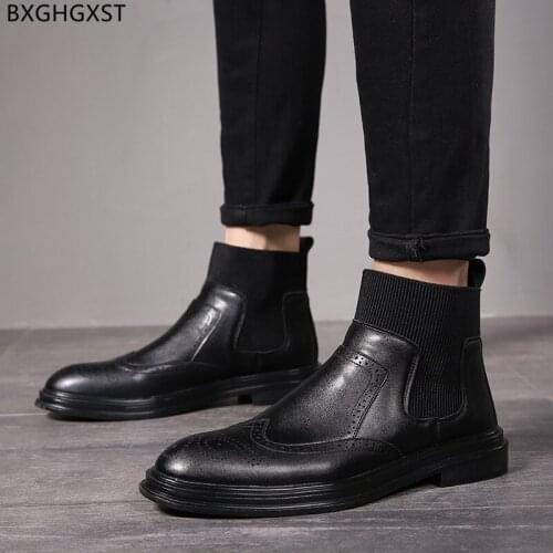 Designer Ankle Boots for Man 2021 Black Chelsea Boots for Men Male Winter Shoes Men Leather Boots Men Motorcycle Shoes Chaussure