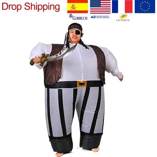 Inflatable Pirate Captain Fancy Dress Costume Fat Sumo Suit Adult Pirates of the Caribbean Role Play Halloween Anime Costumes