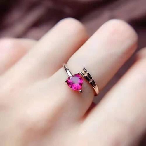 Natural High Quality Pink Topaz Delicate Heart Ring Real 925 Silver Fine Fashion Charming Jewelry for Women