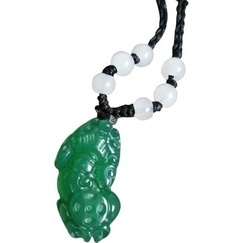 Natural Green Agate Chalcedony Pi xiu Pendant Jewelry Lucky Exorcise evil spirits Auspicious Amulet Jade Pendant Fine Jewelry