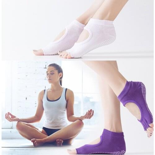 Nieoqar 1 Pair Women Sports Yoga Socks Anti Slip for Lady Gym Fitness Pilates Sock Professional Sock Slippers Dance Protector