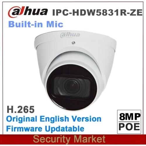 Original dahua English version IPC-HDW5831R-ZE 8MP POE IR Eyeball Network Camera Built-in Mic WDR 2.7mm-12mm motorized lens IPC