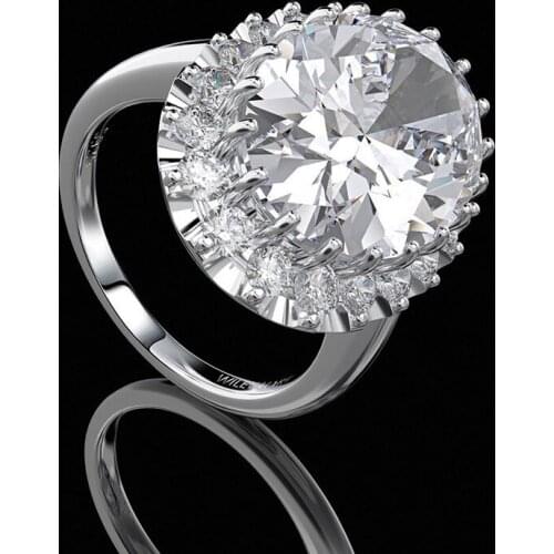 Luxury 100% 925 Sterling Silver Created Sun Flower Wedding Rings For Women Sparkling Party Jewelry Fine Jewelry Gift Wholesale