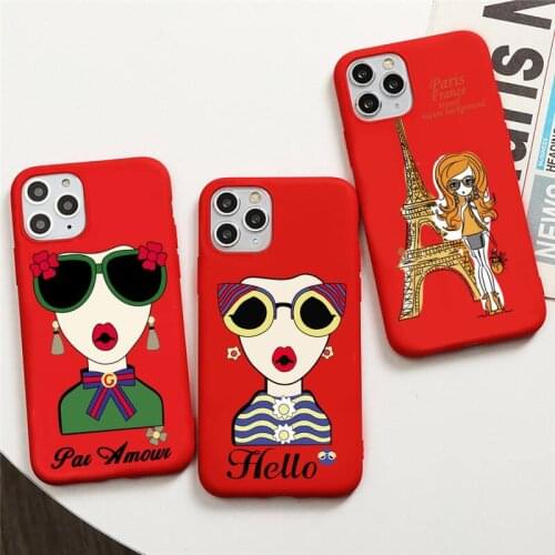 Sexy sunglasses lady Phone Case For iphone 12 11 Pro Max Mini XS 8 7 6 6S Plus X SE 2020 XR Red Cover
