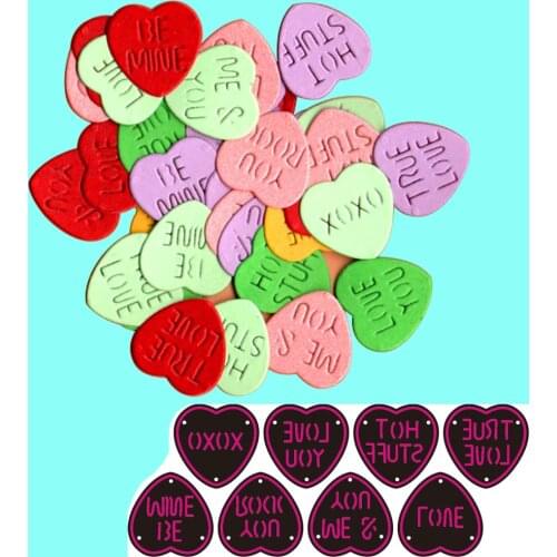 Heart Love Words Metal Cutting Die Peach heart characters Stencil Template for Scrapbooking Paper Album Card Gift Decor Die