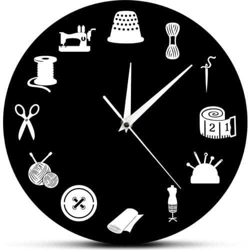 Sewing Machine Stitch by Stitch Craft Wall Clock Vintage Record Tailor Master Gift Women Home Room Decor Watch Quilter Gift