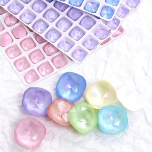 Astrobox Top Aurora Square Crystal Glass Stone Colorful Pointback Nail Art Rhinestone Manual DIY Nail Accessories Jewelry Making
