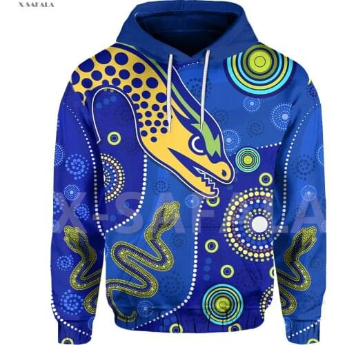 Eels Indigenous Naidoc Day Tattoo 3D Printed Hoodie Man Women Harajuku Outwear Zipper Pullover Sweatshirt Casual Jacket L52