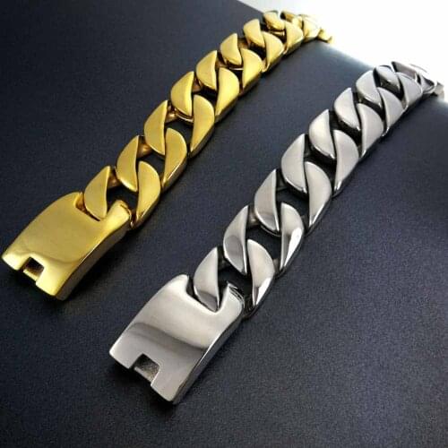 Hip hop 316L Stainless Steel Big Miami Curb Cuban Chain Heavy Bracelets Trendsetter Rapper Men Accessories Heavy Bangle 24mm