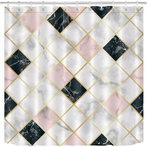 Modern Stylish Marble Shower Curtain Waterproof Custom Childrens Bathroom Curtain Fabric Bathtub Decoration