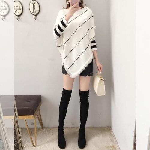2021 new ladies retro pullover long-sleeved striped plaid sweater loose outer wear new autumn and winter fashion all-match top