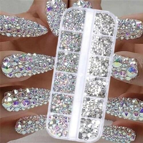1 Box 3D Nail Art Rhinestone Nail Crystal Diamond Glitter Jewelry Glass Diamond Gem DIY Nail Art Decorations Nails Accessories