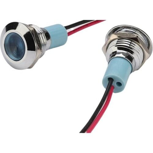 1PC 6MM/8MM/ 10MM/12MM Flat Head LED Metal Indicator Light WaterProof Signal Lamp With Wire 6V 12V 24V 220V