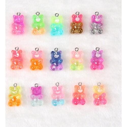 20pcs 20*13mm Flatback resin gummy bear charms Jewelry necklace pendant for earrings diy Keychain parts
