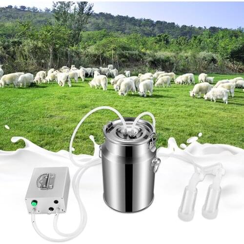 14L Portable Automatic Milking Machine for Cows Sheep Adjustable Speed Pump Stainless Steel Bucket Goat Milker Vacuum Pump 220V