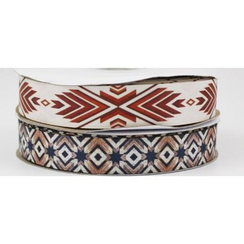 2patterns Geomety printed grosgrain ribbon 9-75mm DIY handmade materials hair accessories wedding gift wrap tape ribbons