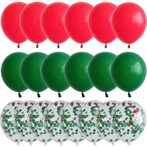 20Pcs 12Inch Mix Red Green Merry Christmas balloons confetti Globos helium navidad home party decorations new year decors 2021