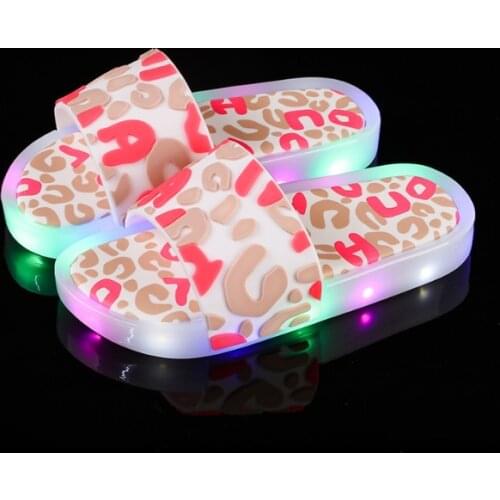 2021 Footwear Luminous Jelly Summer Childrens LED Slipper Girls Slippers PVC Non-slip Beach Sandals Kids Letters White