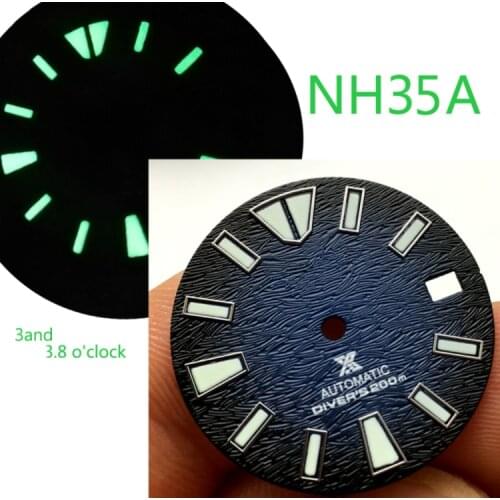 28.5mm Green Luminous Single Date Watch Dial for NH35 Movement with S Logo