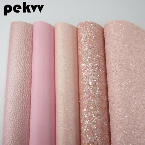 30cmx134cm Pink Glitter Fabric and Lichee Textured Faux Synthetic Leather For DIY shoes HD004m
