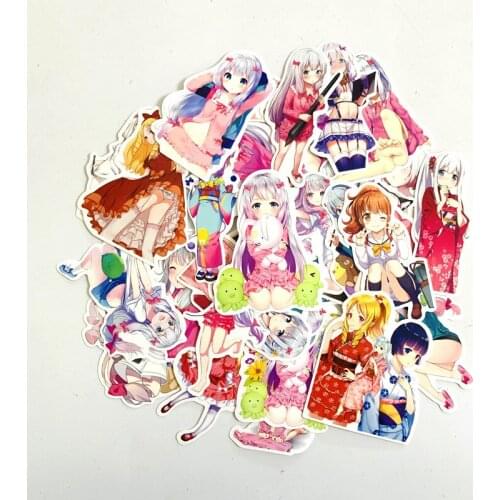 37Pcs Cartoon Japan Anime Girls Stickers For Suitcase Skateboard Laptop Luggage Fridge Phone Car Styling DIY Decal Sticker