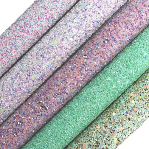91cmx134cm Yard Mix Purple Mint Green Chunky Glitter Fabric Leather For Handbag Shoes Bows DIY Craft Project Y001