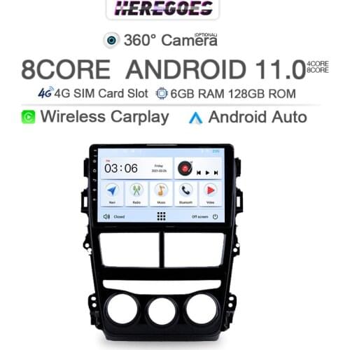 360 Panoramic Camera 6G+128G Android 10.0 Car DVD Player GPS WIFI Bluetooth 5.0 RDS Radio For Toyota Vios Yaris 2017 2018 2019