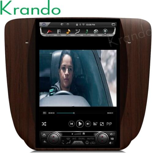 Krando car radio gps android 8.1 for GMC Yukon 2007-2012 Tesla Vertical 12.1'' screen navigation multimedia system WIFI A/C BT