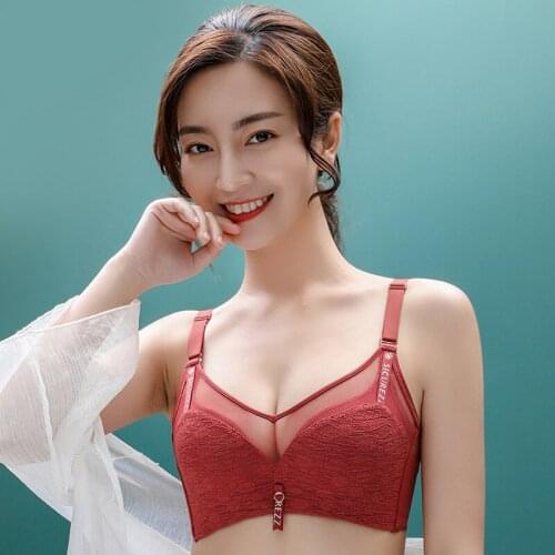 Roseheart Sexy Women Fashion Red Green Wireless Mesh Trim Bras Push Up Bralette Cup A B Underwear Seamless Female Bras