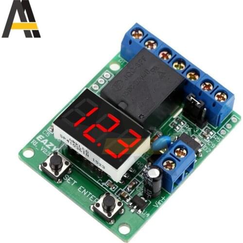 DC 12V/24V Digital Voltage Control Relay Module Relay Switch 24V Control Board Module LED Voltmeter Charging Discharge Monitor