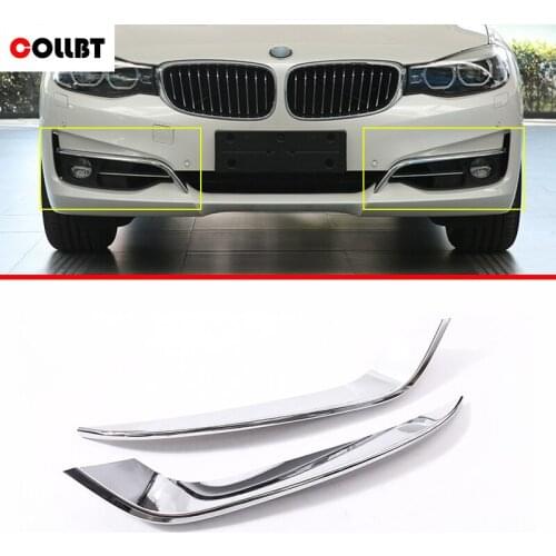 COLLBT ABS Chrome Front Fog Lamp Strips EyeLid Trim Accessories For BMW 3 Series GT Gran Turismo F34 2013-2017