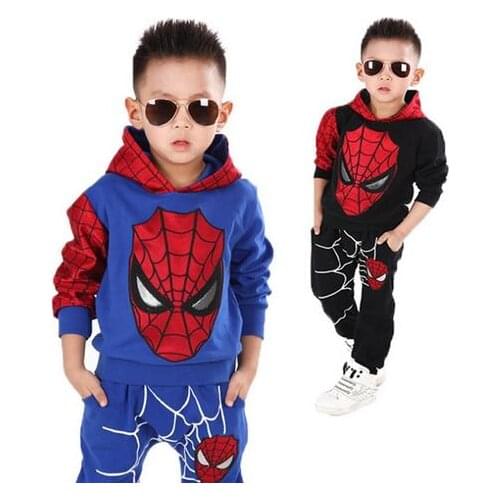 Kids Comic Classic Spider-boy Costume Sports suit 2 pieces set Tracksuits boys Clothing sets Coat Pant for 2-7 years old child