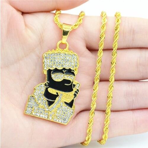European and American necklaces popular hip hop Necklace cartoon cartoon character Simpson pendant Rhinestone Jewelry