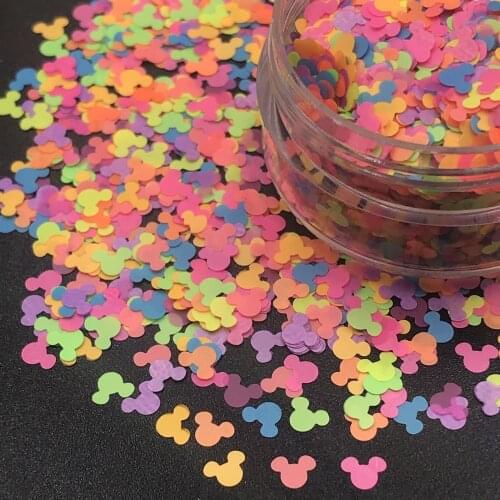 KN4-70 Mix Neon Color Solvent Resistant Glitter Mickey shape Glitter for Nail Polish,Art and DIY supplies1pack=50g