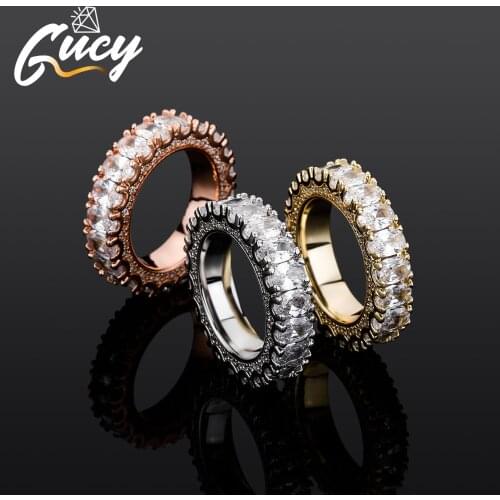 GUCY High Quality Iced Out ellipse Cubic Zirconal Ring1 Row Fashion Men And Women Gift Rings Hiphop Jewelry