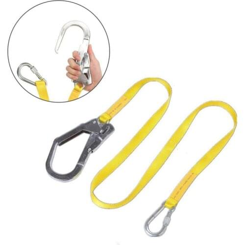 Quality Safety Lanyard, Outdoor Climbing Harness Belt Lanyard Fall Protection Rope With Large Snap Hooks, Carabineer