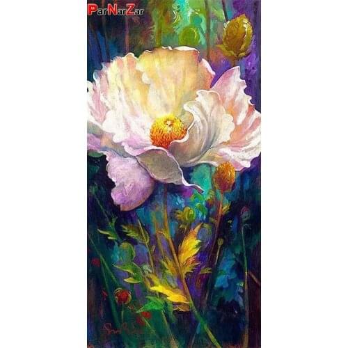 ParNarZar Full Round Diamond Embroidery Cross Stitch DIY 3D Mosaic Full Diamond Painting Flowers Plants Home Decoration