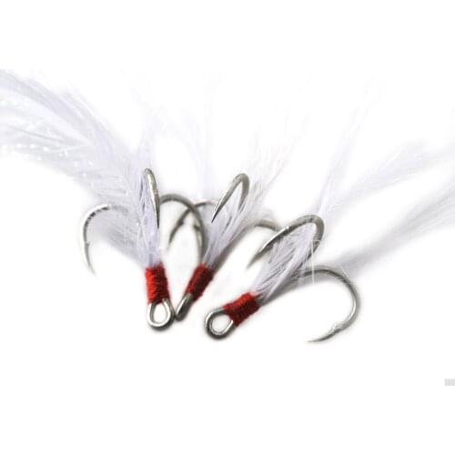10PCS Treble Hooks With Feather Fishing Hook Blood Slot Barbed Hooks High Carbon Steel 1/2/4/6/8/10# Fishing Tackle