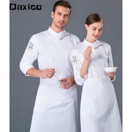 Chef Jacket Long Sleeve Cook Uniform Kitchen Catering Food Service Baker Waiter Hotel Uniform Custom Logo Work Wear