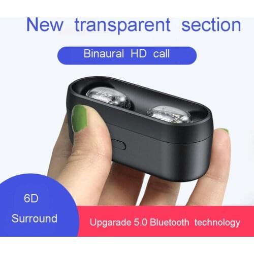 M13A TWS Bluetooth 5.0 Wireless 6D Stereo HD Sound In-Ear Earphones Binaural Call Handfree Transparent Discovery Edition