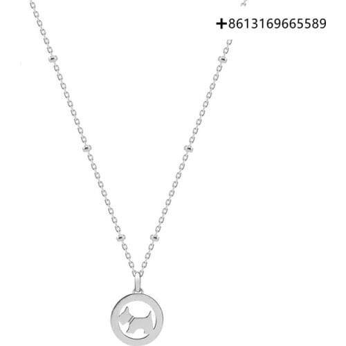 Fashion S925 silver collarbone chain elegant temperament puppy pendant simple fashion necklace for women