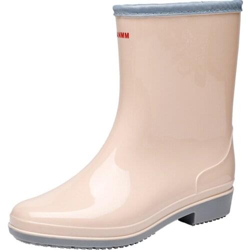 Fashion Mid-tube Ladies Rain Boots PVC Non-slip Women Rainboots New Arrivals Waterproof Rubber Boots Kitchen Garden Water Shoes