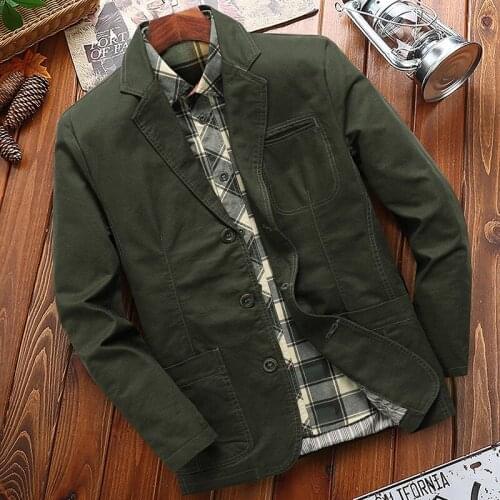 Men Washed Cotton Casual Blazer Army Military Jacket Blazers Mens Spring Autumn Suit Coat Luxury Blazer Casaco Masculino Jacket