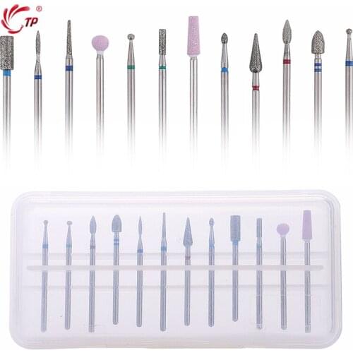 12PCS Diamond Nail Drill Bits Set Cutters For Manicure Set Ceramic Nail Drill Bits Set Milling Cutter For Pedicure Nail File Art